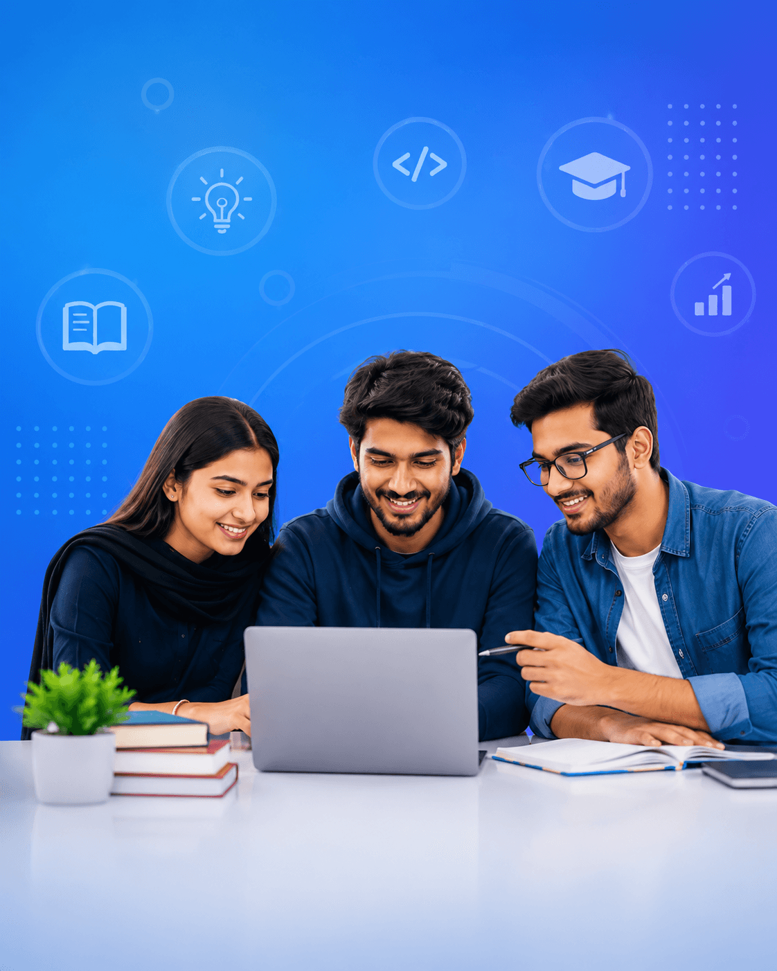 Students learning digital skills on Jadeed Ilm